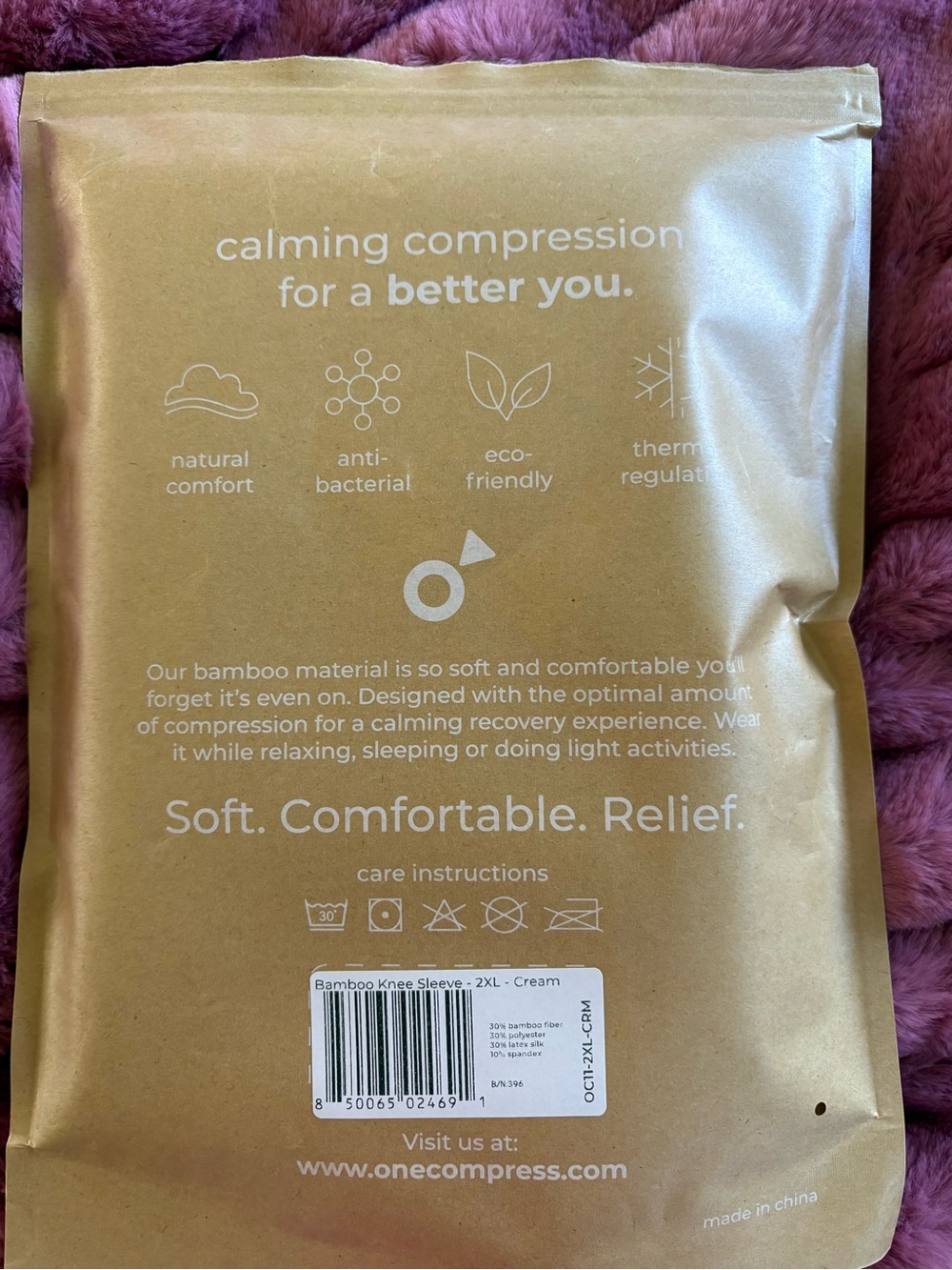 onecompress Bamboo Premium Natural Healing Sleeves— Cream - Picture 2 of 4